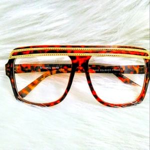 (NEW)! Cute! Brown, Clear Lenses Glasses! :-)